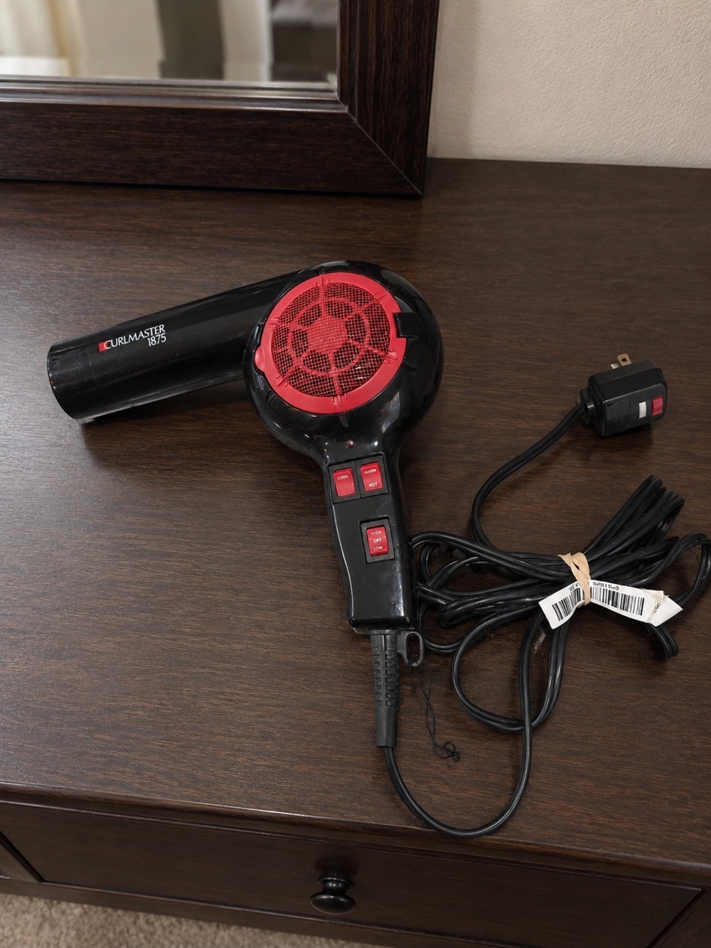 Y2K Vintage Belson Curlmaster 1875W Pro AC Motor Hair Dryer Black Red Tested!!
